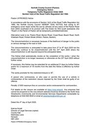 Temporary Traffic Regulation Order