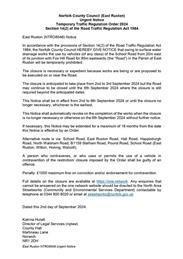 Temporary Traffic Regulation Order